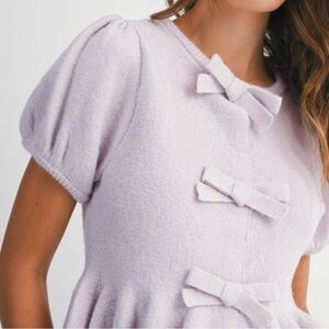 Women's Lilac Bow-Trim Crop Top
